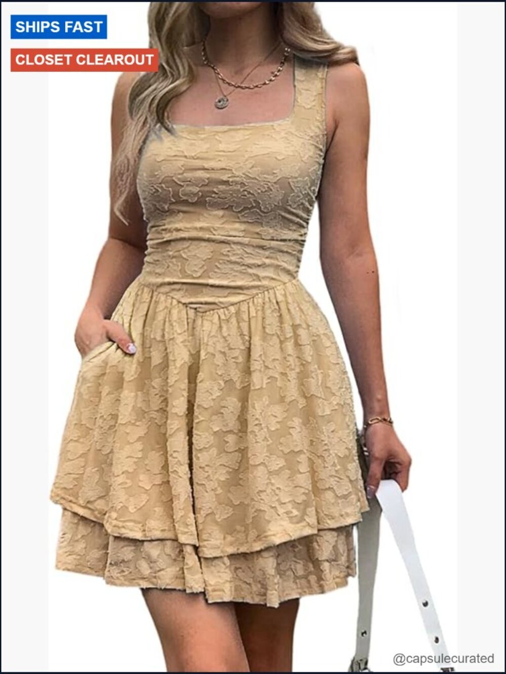Sleeveless Floral Tiered Ruffle Mini Dress Square Neck Drop Waist Sundress with